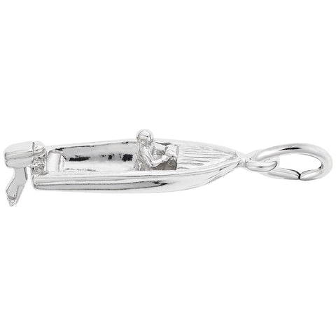 Boat Charm In 14K White Gold