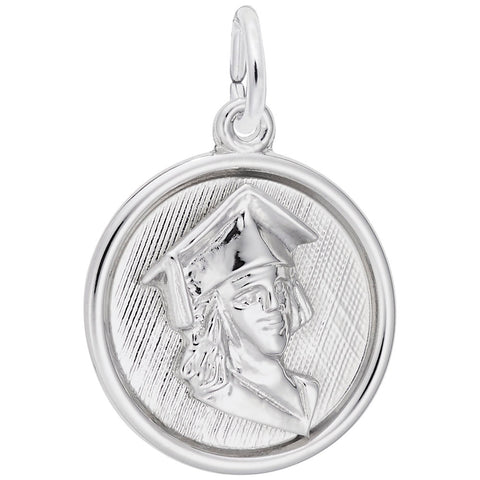 Graduation Charm In 14K White Gold