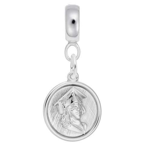 Graduation Charm Dangle Bead In Sterling Silver