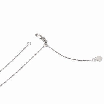 14K White Gold Adjustable Diamond-Cut Cable Chain