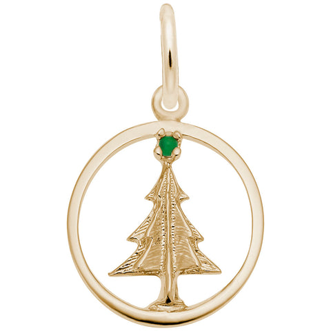 Christmas Tree Charm in Yellow Gold Plated