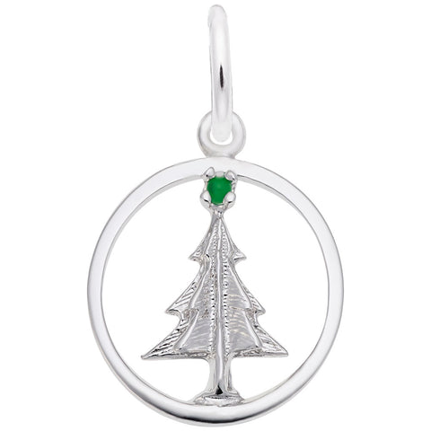 Christmas Tree Charm In 14K White Gold