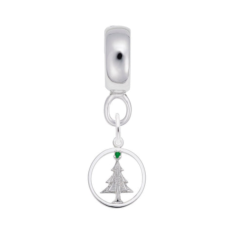 Christmas Tree Charm Dangle Bead In Sterling Silver