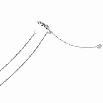 14K White Gold Adjustable Diamond-Cut Wheat Chain