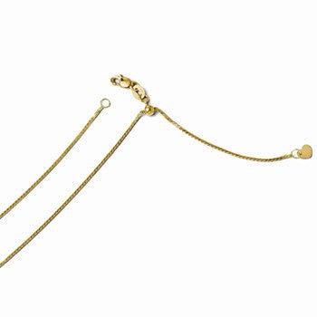 14K Yellow Gold Adjustable Diamond-Cut Wheat Chain