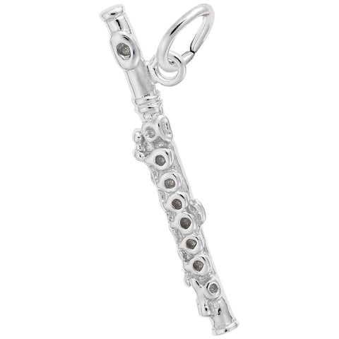 Flute Charm In 14K White Gold