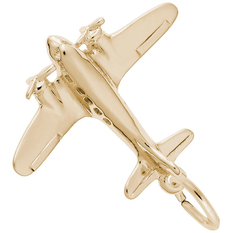 Airplane Charm in Yellow Gold Plated