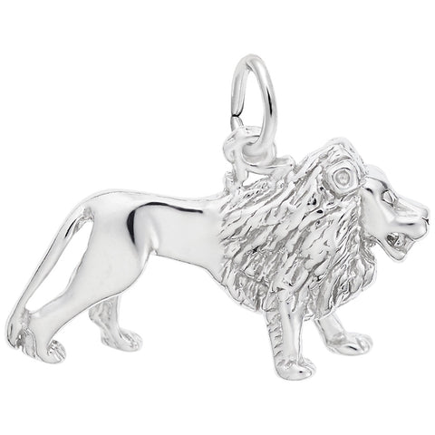 Lion Charm In 14K White Gold