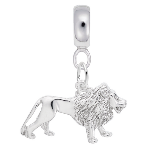 Lion Charm Dangle Bead In Sterling Silver