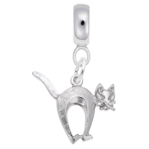 Cat Charm Dangle Bead In Sterling Silver