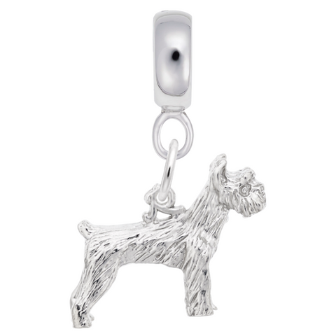 Schnauzer Dog Charm Dangle Bead In Sterling Silver