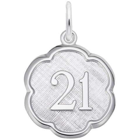 Number 21 Charm In 14K White Gold