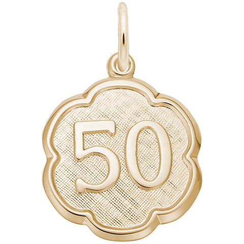 Number 50 Charm in Yellow Gold Plated