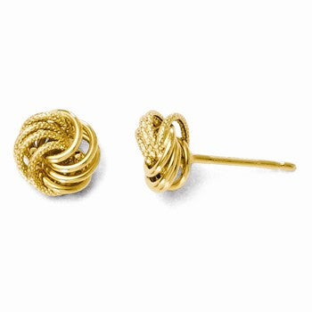 14k Yellow Gold Polished & Textured Post Earrings