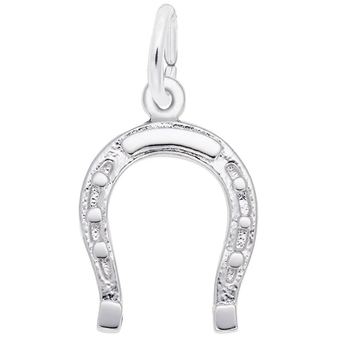 Horseshoe Charm In 14K White Gold