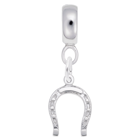 Horseshoe Charm Dangle Bead In Sterling Silver