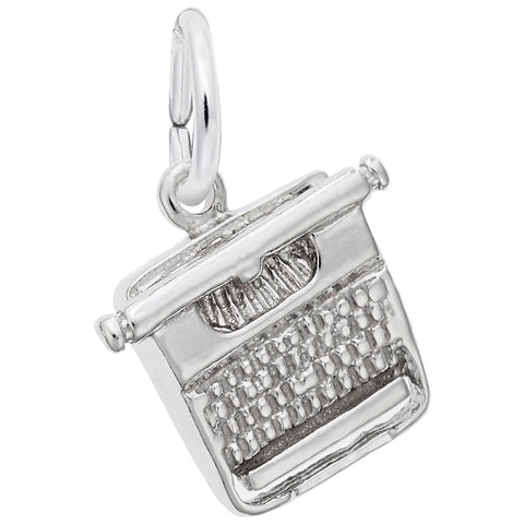 Typewriter Charm In 14K White Gold