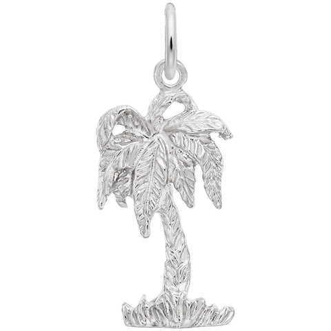 Palm Tree Charm In 14K White Gold