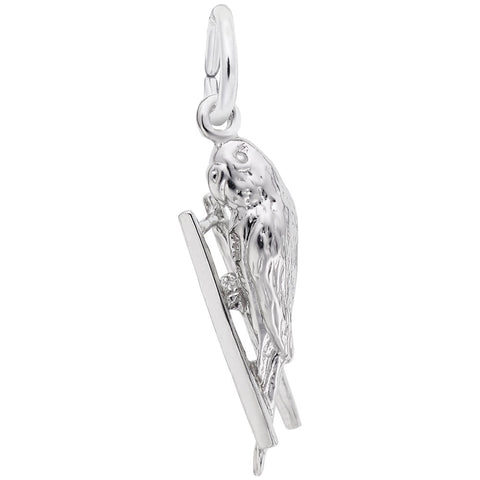 Budgie Charm In 14K White Gold