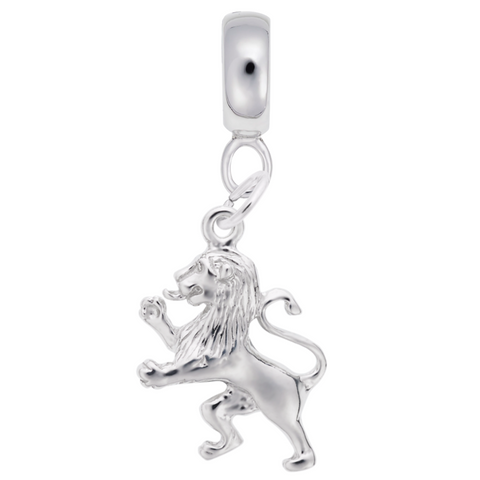 Lion Charm Dangle Bead In Sterling Silver
