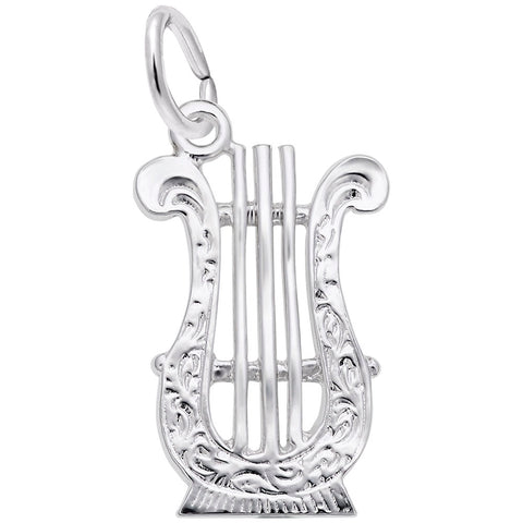Lyre Charm In 14K White Gold