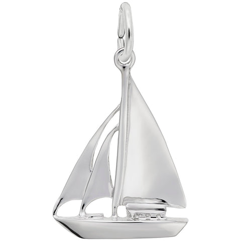 Sailboat Charm In 14K White Gold