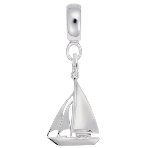Sailboat Charm Dangle Bead In Sterling Silver