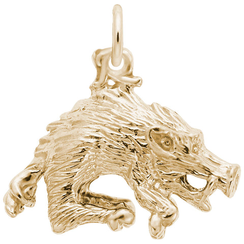 Wild Boar Charm In Yellow Gold