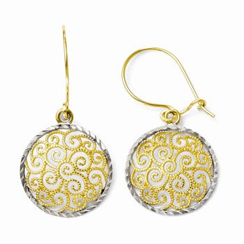 14k Two-tone Filigree Dangle Earrings