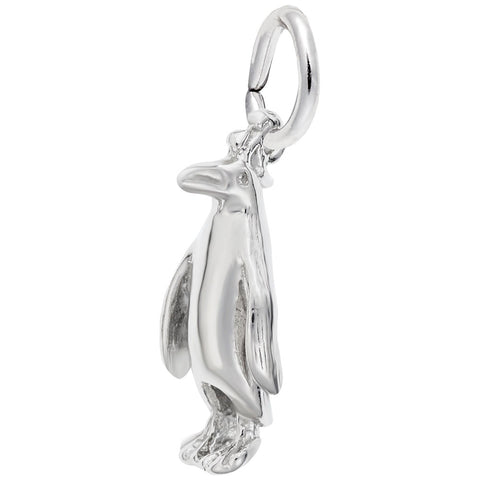 Penguin Charm In 14K White Gold