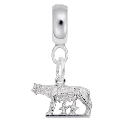 Romulus And Remus Charm Dangle Bead In Sterling Silver