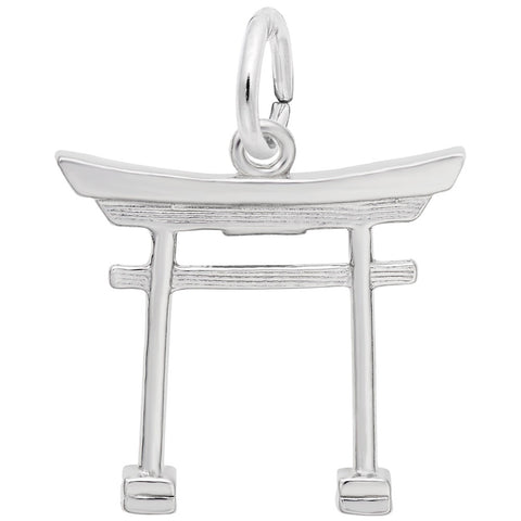 Japanese Tori Gate Charm In 14K White Gold