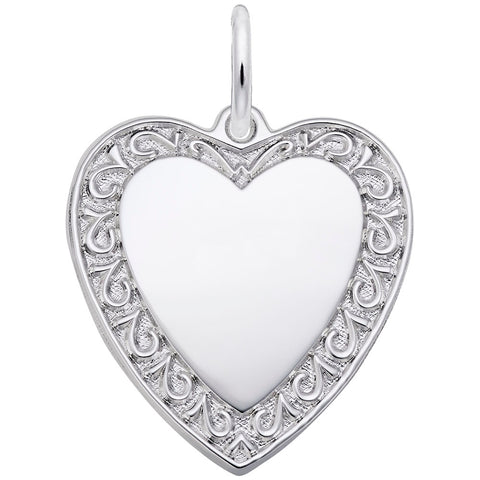 Heart Charm In 14K White Gold