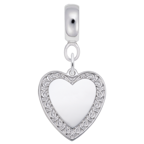 Heart Charm Dangle Bead In Sterling Silver