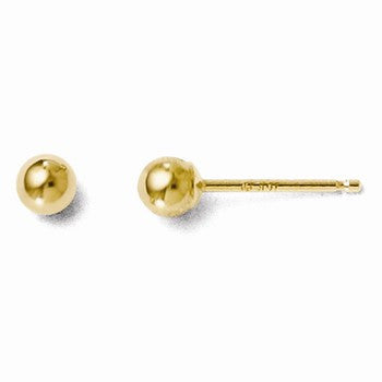 14k Yellow Gold Polished 3mm Ball Post Earrings