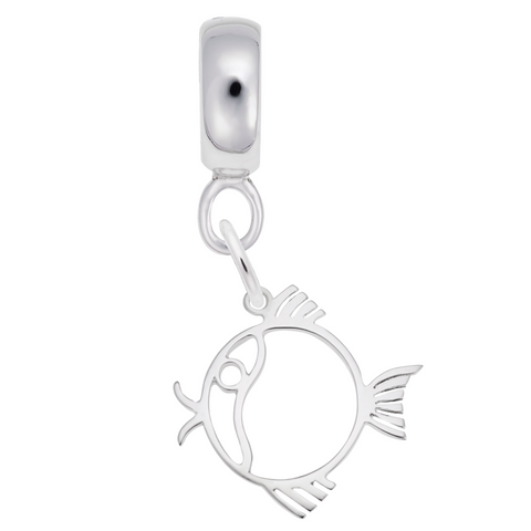 Fish Charm Dangle Bead In Sterling Silver