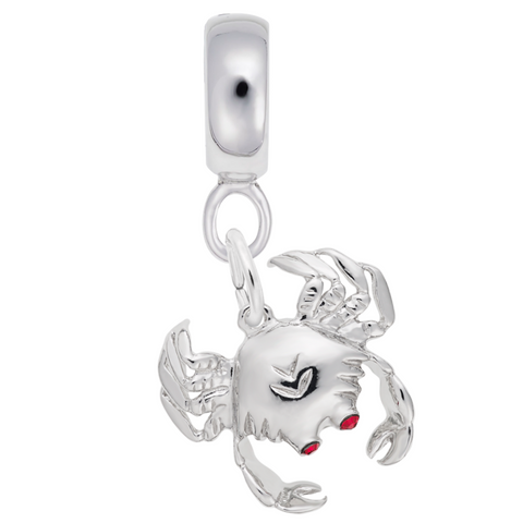 Crab Charm Dangle Bead In Sterling Silver