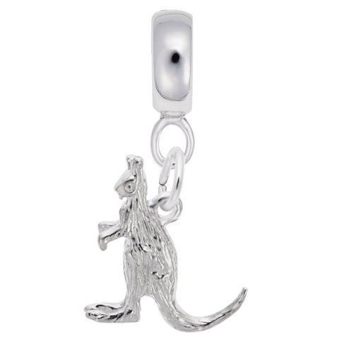 Kangaroo Charm Dangle Bead In Sterling Silver