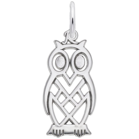 Owl Charm In 14K White Gold