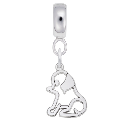 Dog Charm Dangle Bead In Sterling Silver