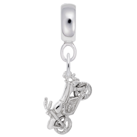 Motorcycle Charm Dangle Bead In Sterling Silver