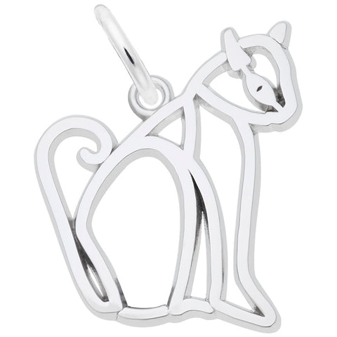 Cat Charm In 14K White Gold