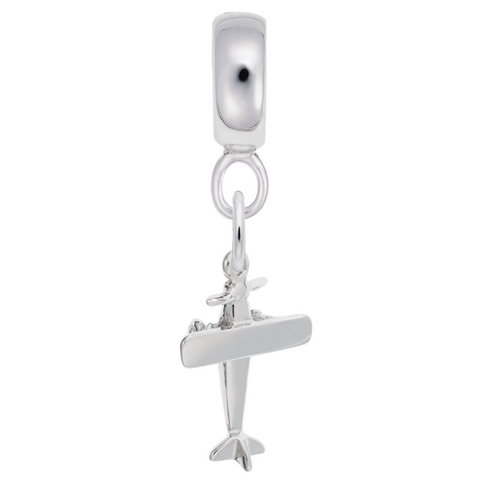 Airplane Charm Dangle Bead In Sterling Silver