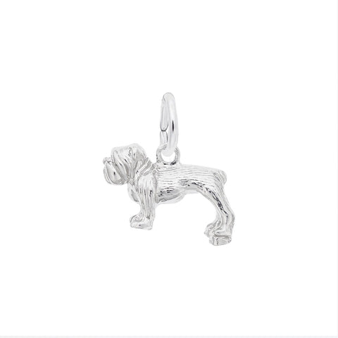 Bull Dog Charm In 14K White Gold