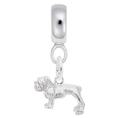 Bull Dog Charm Dangle Bead In Sterling Silver