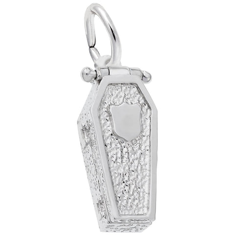 Coffin Charm In 14K White Gold