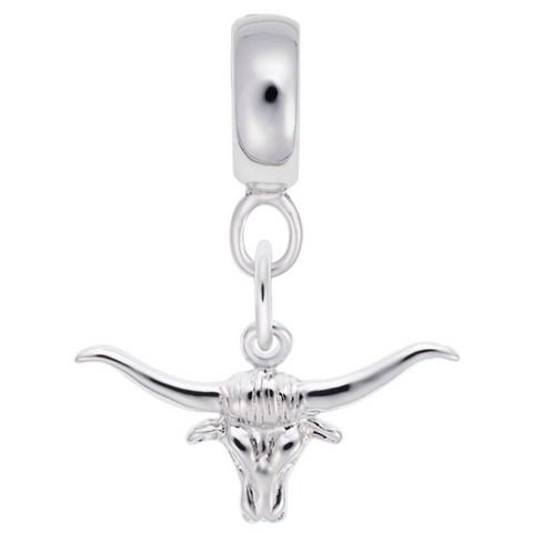Steer Charm Dangle Bead In Sterling Silver