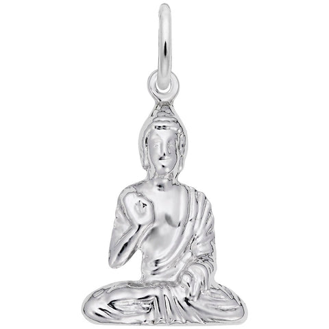 Buddha Charm In 14K White Gold