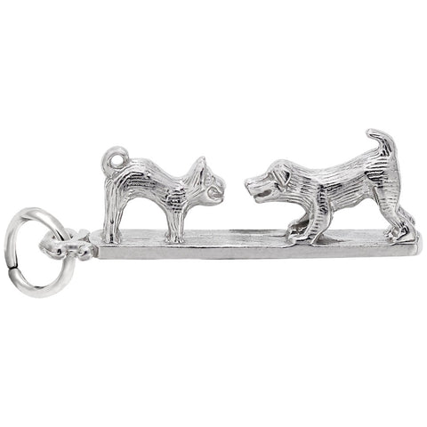 Cat And Dog Charm In Sterling Silver