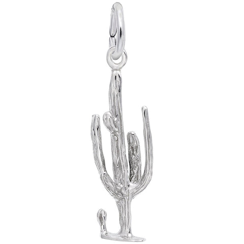 Cactus Charm In 14K White Gold